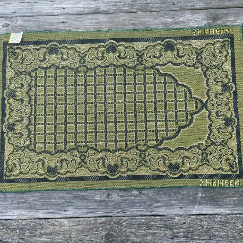 Jainamaz Modefa Prayer Rug Green Soft Velvet Area Rug Religious Rug Musalah